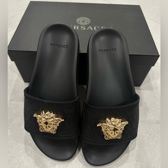 Versace Gold Medusa Pool Slides - Picture 1 of 7